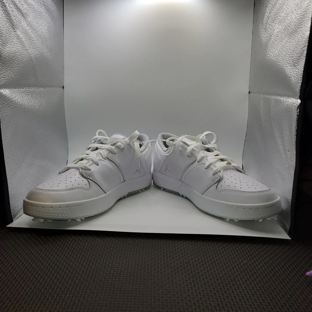 NIKE Jordan ADG 5 Golf Shoes Triple White Leather Spiked FZ4153-100 Mens 9.5